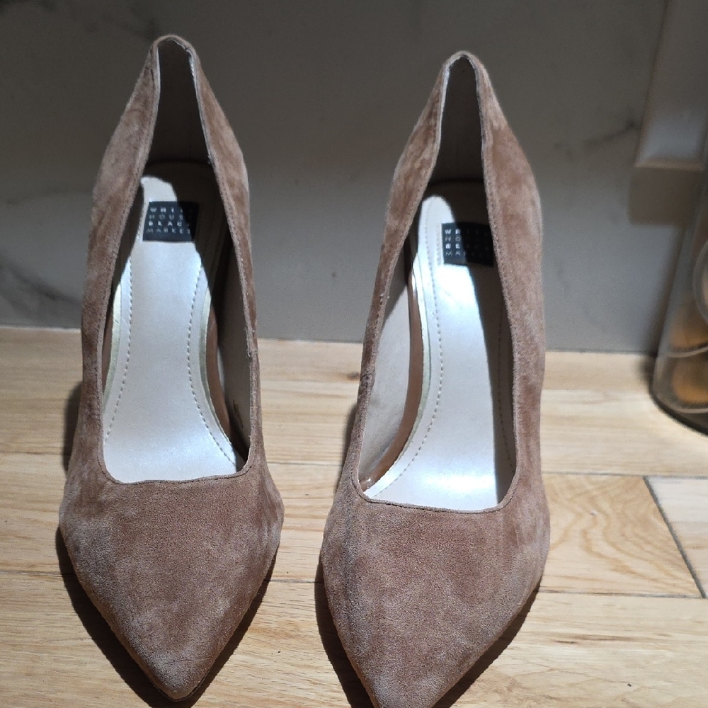 White House Black Market Tan Suede Heels